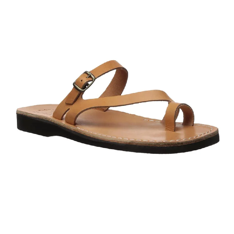 Men's sandals with a shock - absorbing insoleNuri - Leather slide sandals | Tan