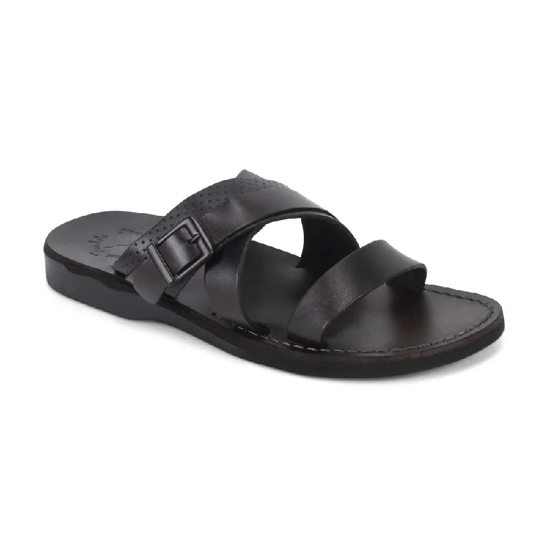 Men's sandals with a removable insole for cleaningJason - Leather Wide Strap Sandal | Brown Men's sandals with a removable insole for cleaningJason - Leather Wide Strap Sandal | Brown