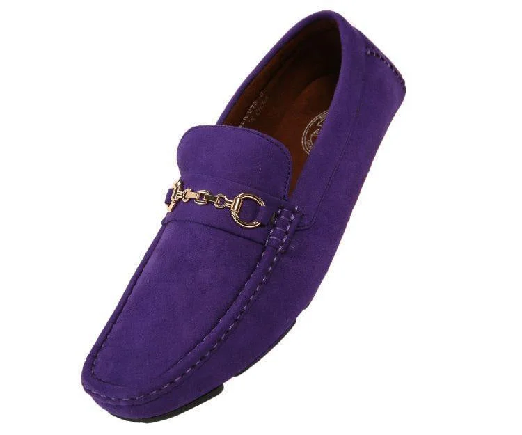 Men's leather loafers with a penny slotEcker Purple