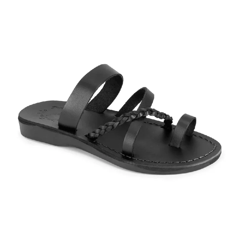 Men's sandals with a flexible sole for easy movementSophia - Leather Braided Flat Sandal | Black Men's sandals with a flexible sole for easy movementSophia - Leather Braided Flat Sandal | Black