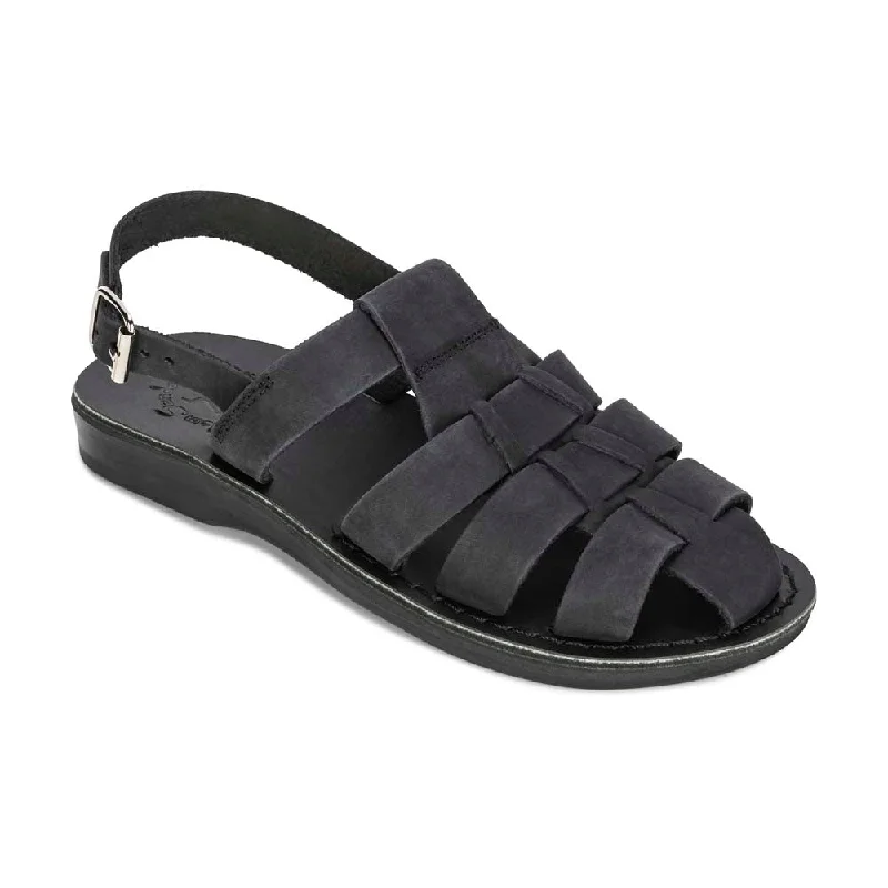 Men's sandals with a shock - absorbing insoleMichael - Slingback Leather Fisherman Sandal | Black Nubuck