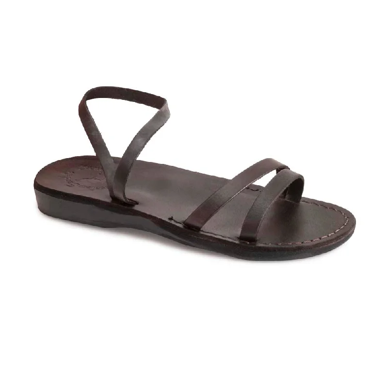 Men's sandals with a contrast stitching detailJada - Leather Ankle Strap Flat Sandal | Brown Men's sandals with a contrast stitching detailJada - Leather Ankle Strap Flat Sandal | Brown