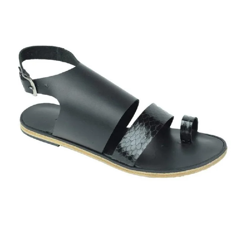 Men's sandals with a flexible sole for easy movementMelrose Avenue - Toe Loop With Snake Skin Leather Sandal | Black Men's sandals with a flexible sole for easy movementMelrose Avenue - Toe Loop With Snake Skin Leather Sandal | Black