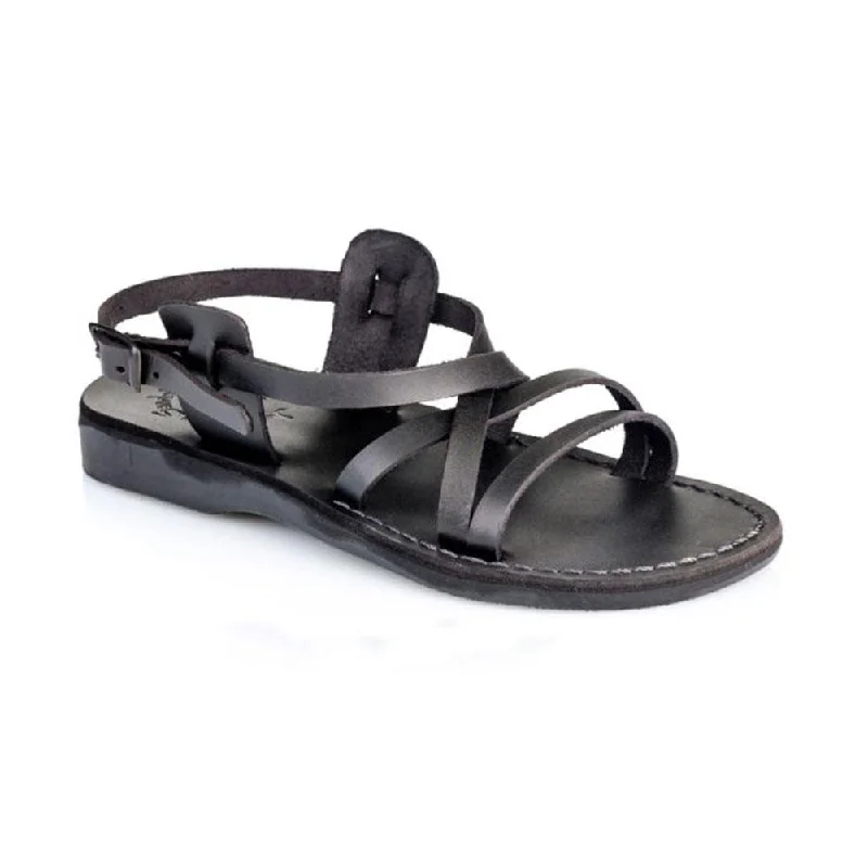 Men's sandals with a stretchy strap for a better fitTzippora - Leather Strappy Slingback Sandal | Black