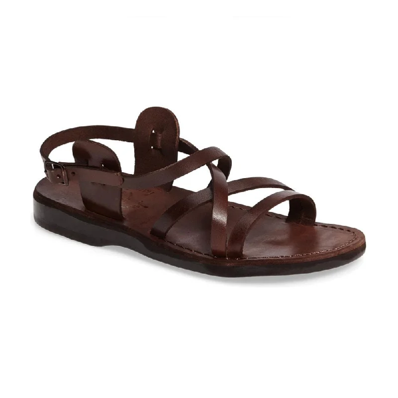 Men's sandals with a contrast stitching detailTzippora - Leather Strappy Slingback Sandal | Brown