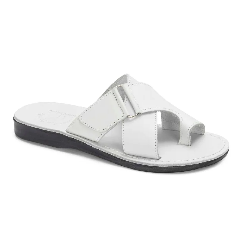Men's sandals with a shock - absorbing insoleAsher - Leather Slide On Sandal | White Men's sandals with a shock - absorbing insoleAsher - Leather Slide On Sandal | White