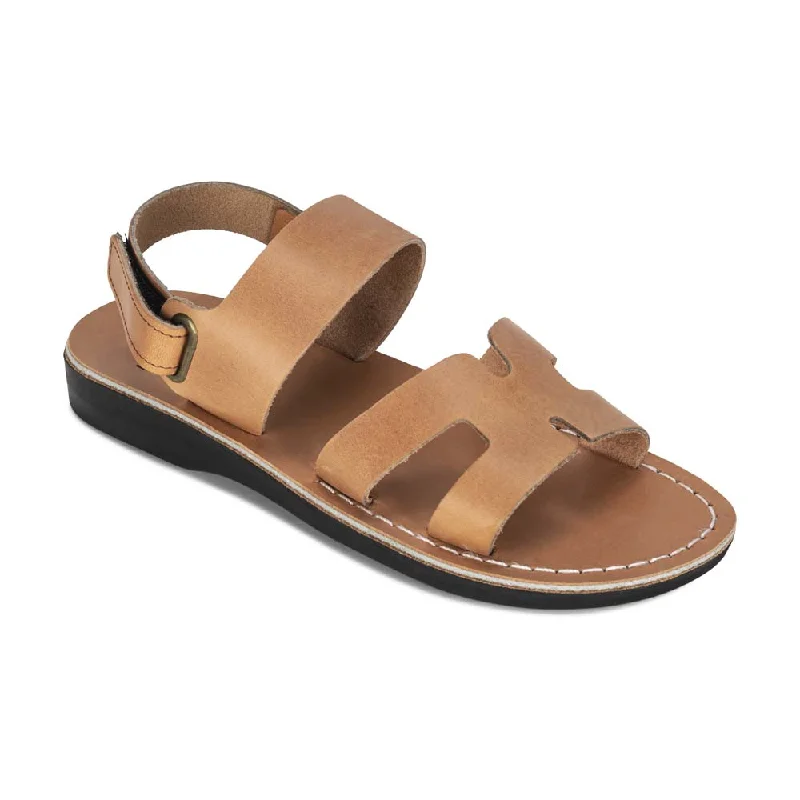 Men's sandals with a perforated leather upper for ventilationAnne - Leather Slingback Flat Sandal | Tan Men's sandals with a perforated leather upper for ventilationAnne - Leather Slingback Flat Sandal | Tan