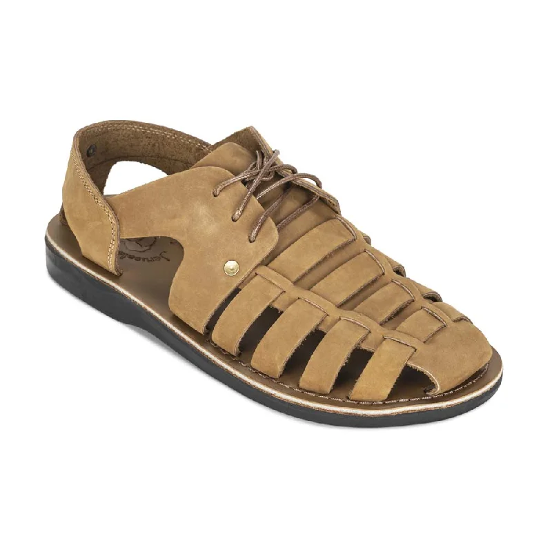 Men's sandals with a buckle closureElliot - Leather Riverside Explorer Sandal | Tan Nubuck Men's sandals with a buckle closureElliot - Leather Riverside Explorer Sandal | Tan Nubuck