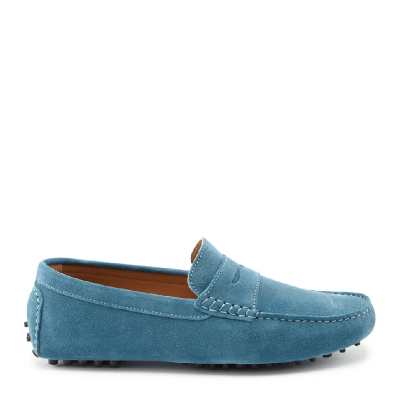 Men's loafers with a contrast stitching detailPenny Driving Loafers, petrol blue suede