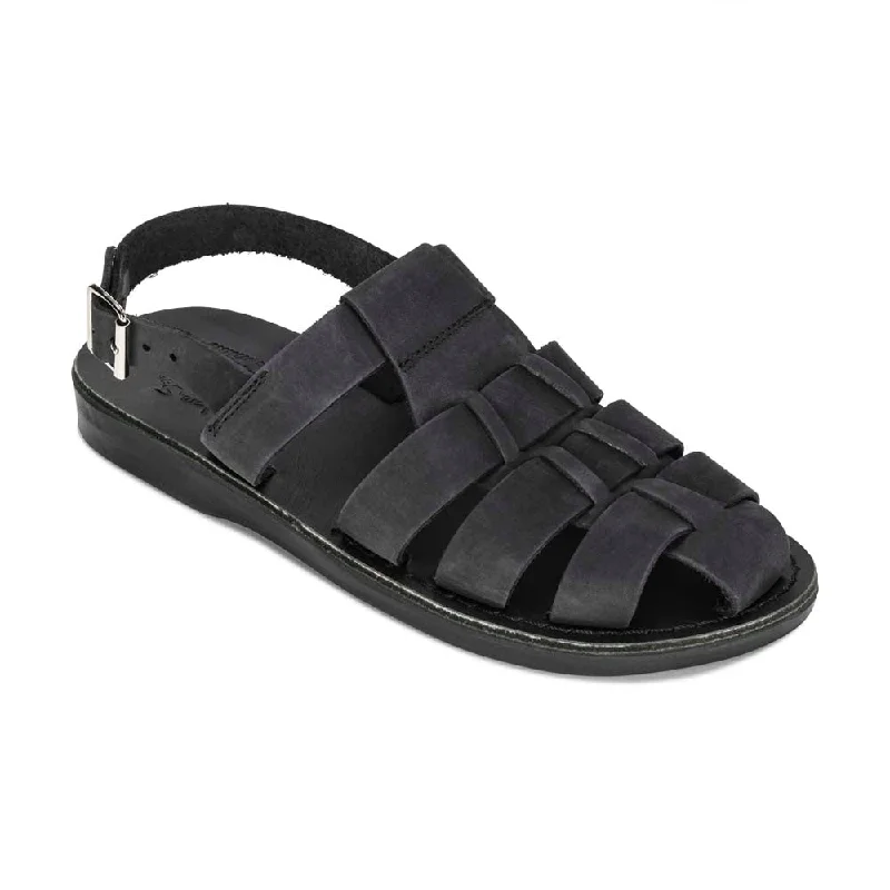 Men's sandals with a buckle closureMichael - Closed Toe Leather Fisherman Sandal | Black Nubuck