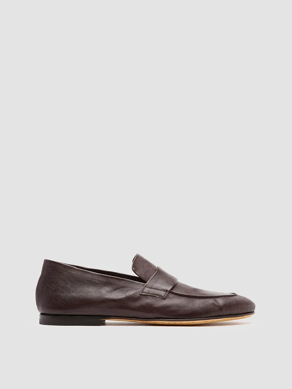 Men's loafers with a low - heeled designAIRTO 001 - Brown Leather Penny Loafers
