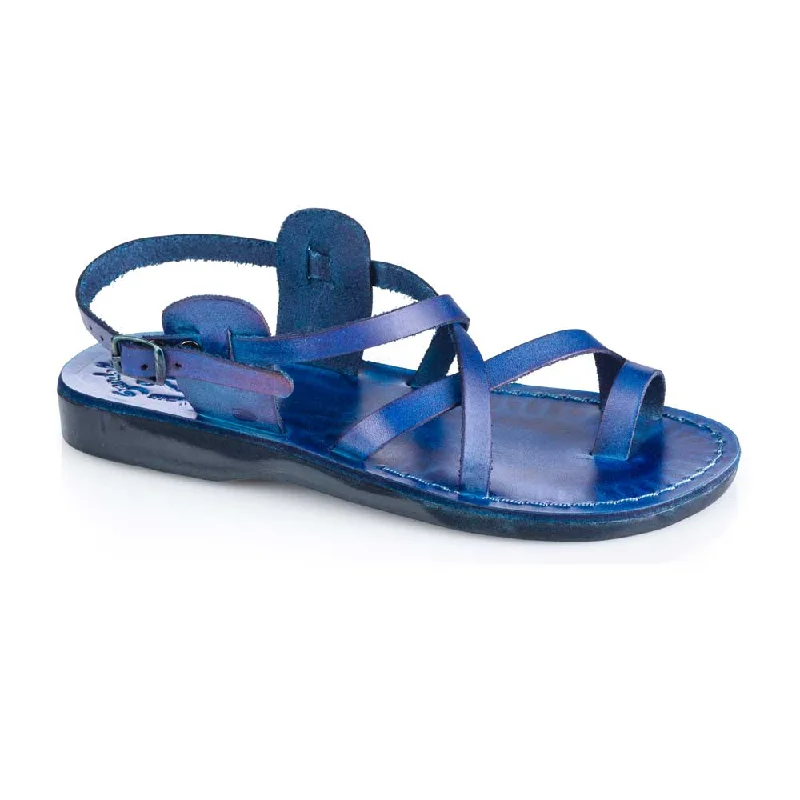 Men's sandals with a perforated leather upper for ventilationThe Good Shepherd Buckle - Leather Toe Loop Sandal | Blue Men's sandals with a perforated leather upper for ventilationThe Good Shepherd Buckle - Leather Toe Loop Sandal | Blue