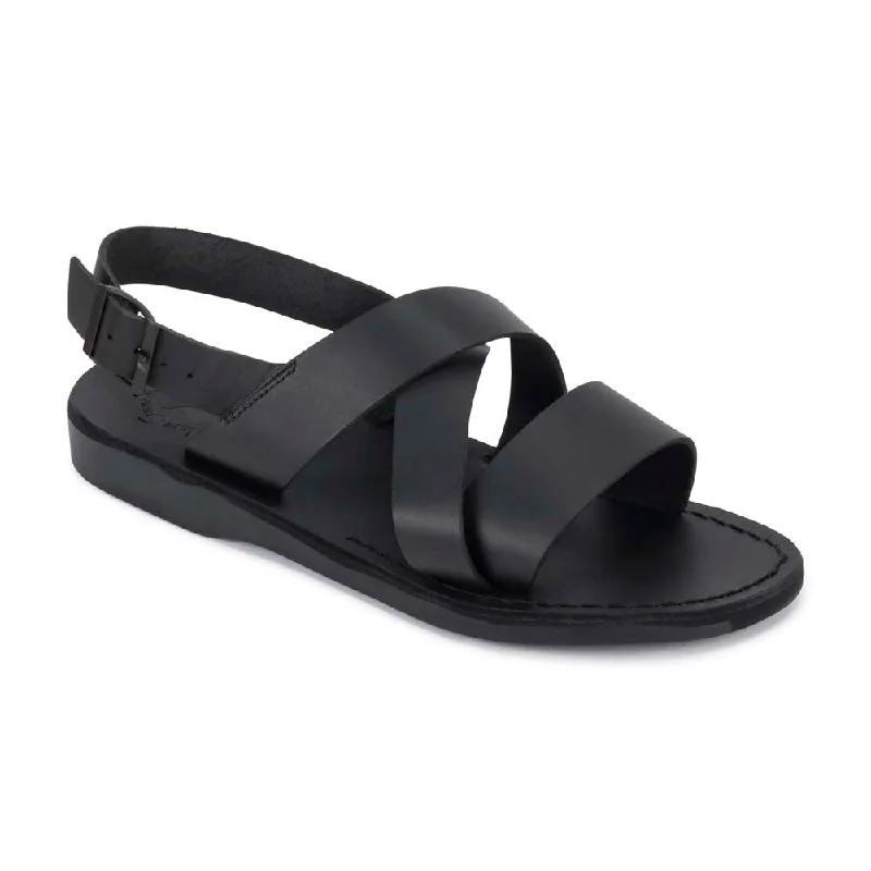 Men's sandals with a flexible sole for easy movementElisha - Leather Three Strap Sandal | Black Men's sandals with a flexible sole for easy movementElisha - Leather Three Strap Sandal | Black