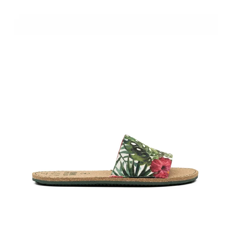 Men's sandals with a padded heel Men's sandals with a padded heel Vegan sandal white flowers GAN018