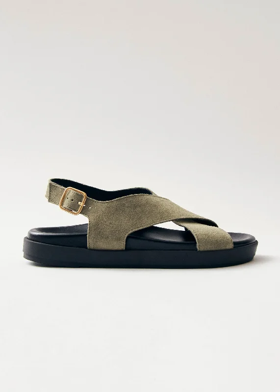 Men's sandals with a durable outer sole Men's sandals with a durable outer sole Nico Suede Khaki Leather Sandals