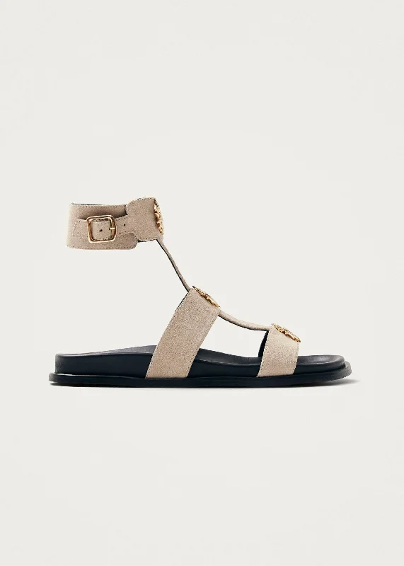 Men's sandals with a decorative buckle or charm Men's sandals with a decorative buckle or charm Clarisa Suede Cream Leather Sandals