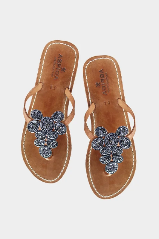 Men's sandals with a perforated leather upper for ventilation Men's sandals with a perforated leather upper for ventilation Mia Full Beaded Heel Sandals | Bullet
