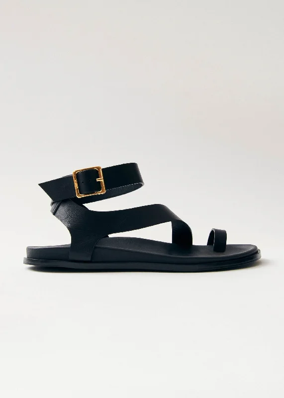 Men's sandals with a padded heel Men's sandals with a padded heel Myles Black Leather Sandals