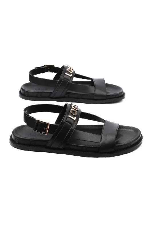 Men's leather sandals with an adjustable strap Men's leather sandals with an adjustable strap LOGO 7630 BKA
