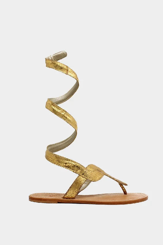 Men's sandals with a perforated leather upper for ventilation Men's sandals with a perforated leather upper for ventilation Cobra Wrap Sandals | Gold