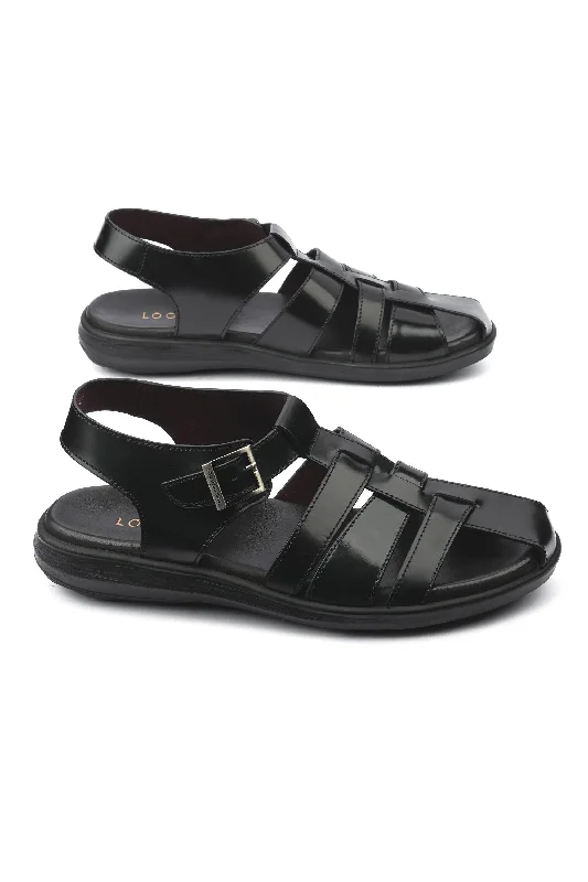 Men's sandals with a contrast stitching detail Men's sandals with a contrast stitching detail LOGO 7653 BKA