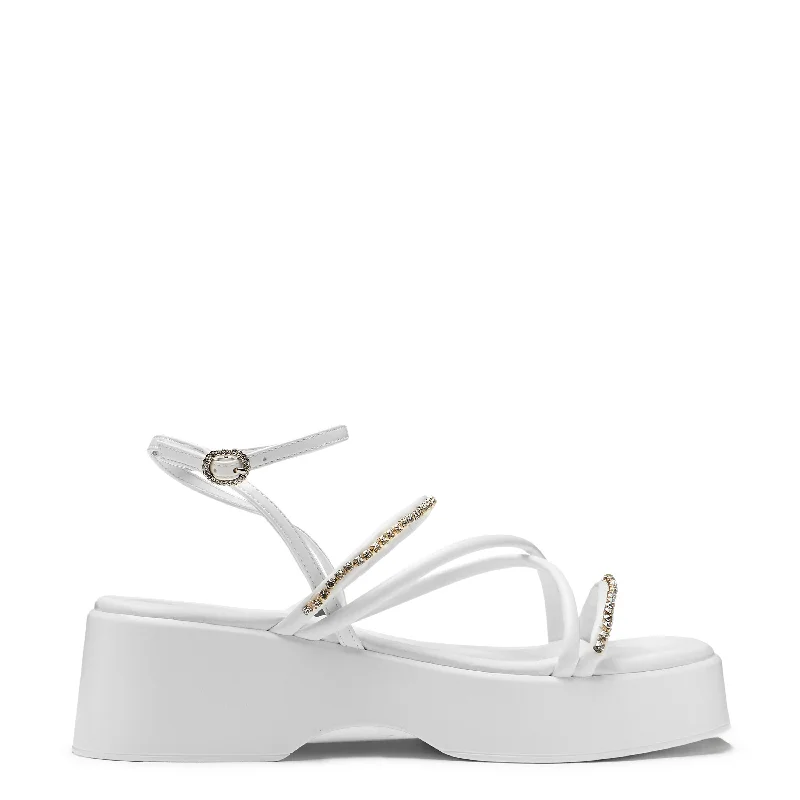 Men's sandals with a contrast stitching detail Men's sandals with a contrast stitching detail Monarch Strappy Diamante Sandals - White