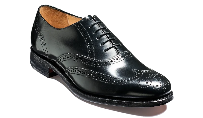 Men's Oxfords with a low - heeled design and a square toe Glasgow - Black Hi-Shine