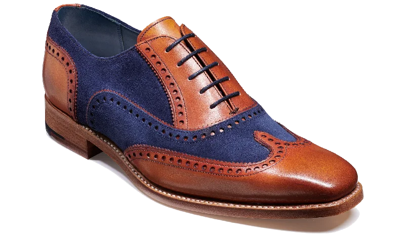 Men's Oxfords with a lace - up closure and a narrow fit Spencer - Antique Rosewood / Navy Suede