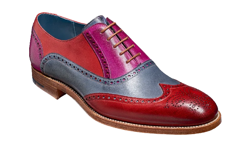 Men's leather Oxford shoes with a plain toe Valiant Multi - Red / Grey / Purple Hand Painted