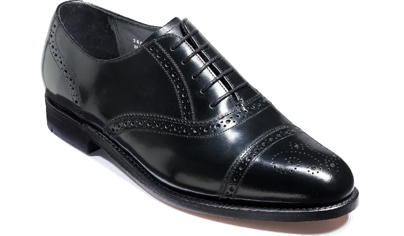 Men's Oxford shoes with a decorative inlay on the toe Charterhouse - Black Hi-Shine