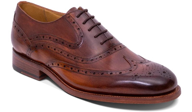 Men's Oxfords with a padded collar for a comfortable fit Liffey - Hand Brushed Brown