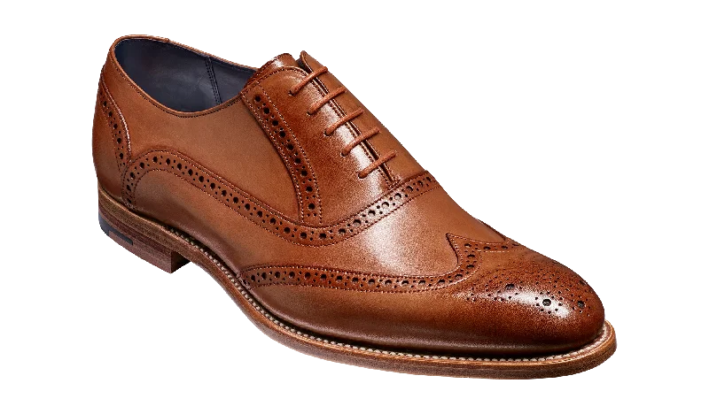 Men's Oxfords with a low - heeled design and a square toe Valiant - Brown Hand Painted