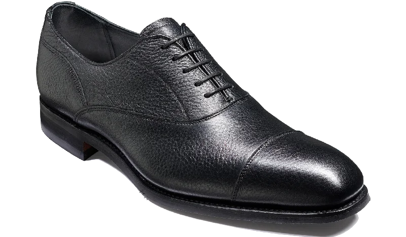 Men's Oxford shoes with a smooth leather upper and a leather sole Newton - Black Deerskin
