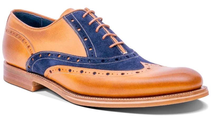 Men's Oxford shoes with a smooth leather upper and a leather sole Abingdon - Cedar Calf/Navy Suede