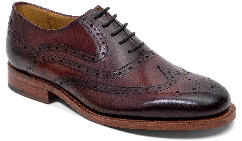 Men's Oxfords with a low - heeled design and a square toe Liffey - Hand Brushed Burgundy