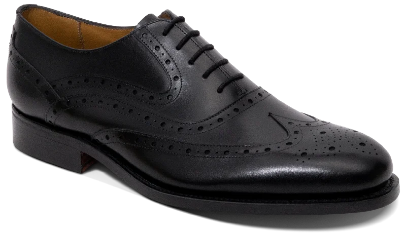 Men's Oxfords with a cap - toe design and a rubber heel Liffey - Black Calf