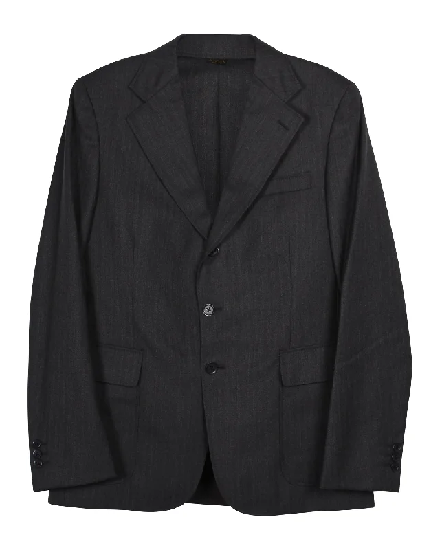 Ralph Lauren Striped Long Sleeve Blazer in Grey Wool