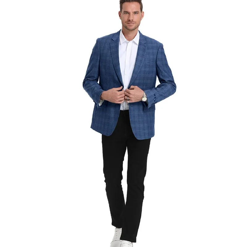 Glen Plaid Slim Fit Suit Jacket In Blue