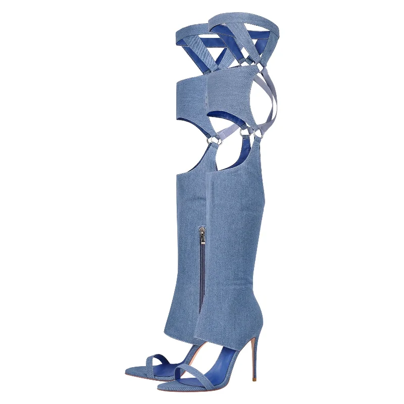 Men's sandals with a perforated leather upper for ventilationPointed Toe Stiletto Over The Knee Sandals Boots Men's sandals with a perforated leather upper for ventilationPointed Toe Stiletto Over The Knee Sandals Boots