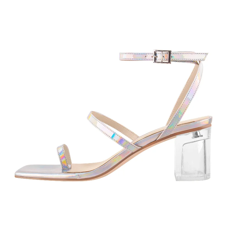 Men's sandals with a stretchy strap for a better fitSquare Toe Colorful Clear Chunky Heels Sandals Men's sandals with a stretchy strap for a better fitSquare Toe Colorful Clear Chunky Heels Sandals
