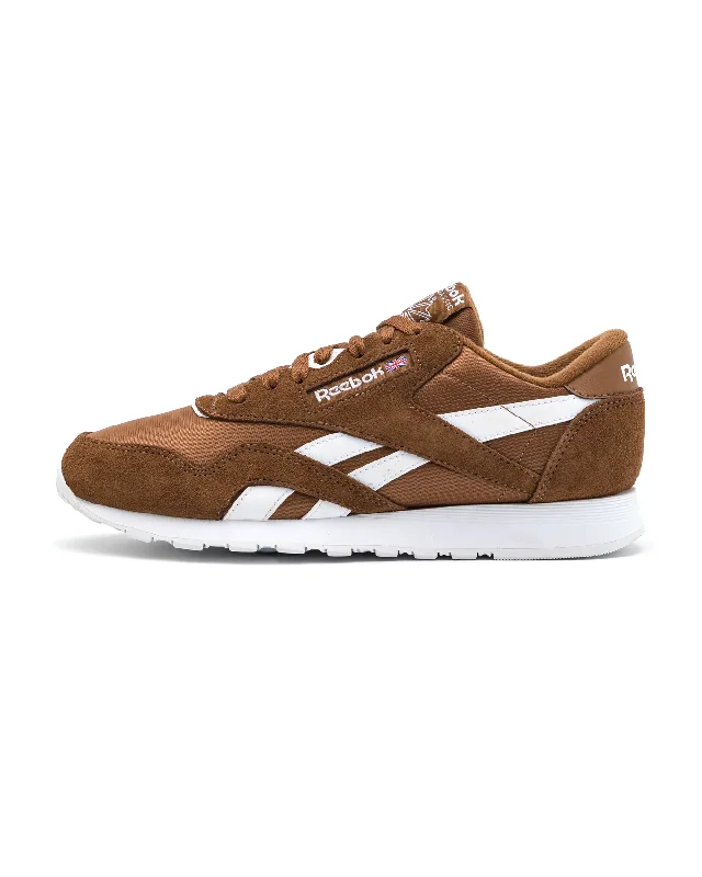 Men's high - top leather sneakers with a zip - up sideCL Nylon - White / Collegiate Brown