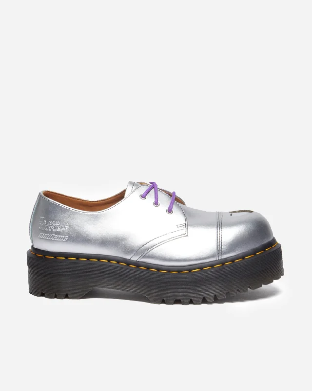 Men's navy blue suede sneakers with gold - toned eyeletsDr. Martens x MadeMe 1461 Quad