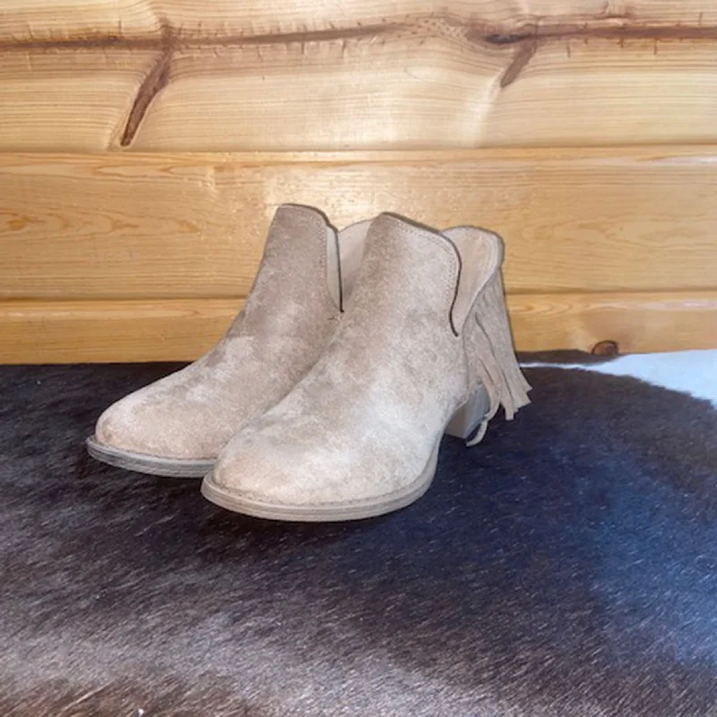 Alligator - embossed men's western boots for a bold statementTaupe Fringe Bootie